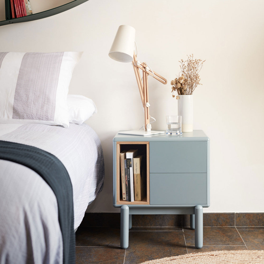 Corvo - Table de chevet en bois - Gris clair - 1