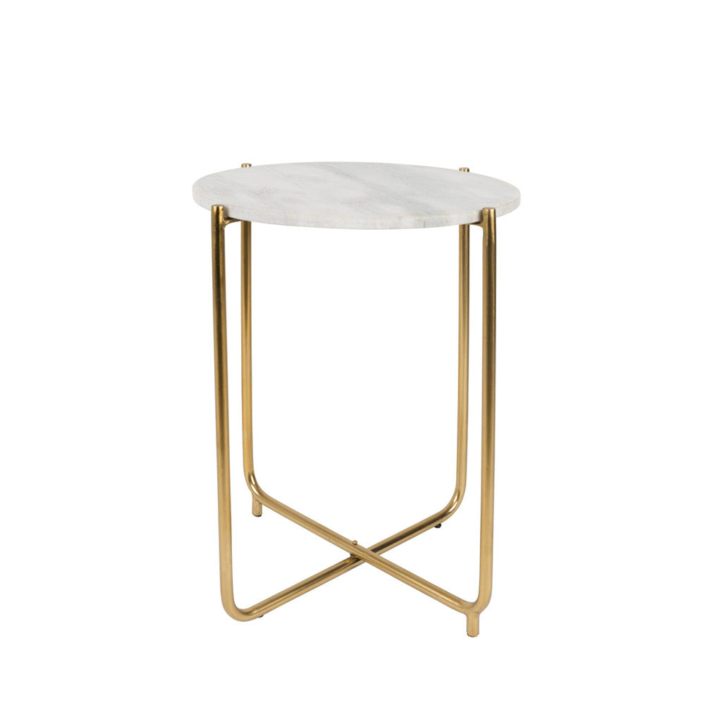 Timpa - Table d'appoint marbre et laiton - Blanc craie - 2