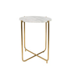 Timpa - Table d'appoint marbre et laiton - Blanc craie - 2
