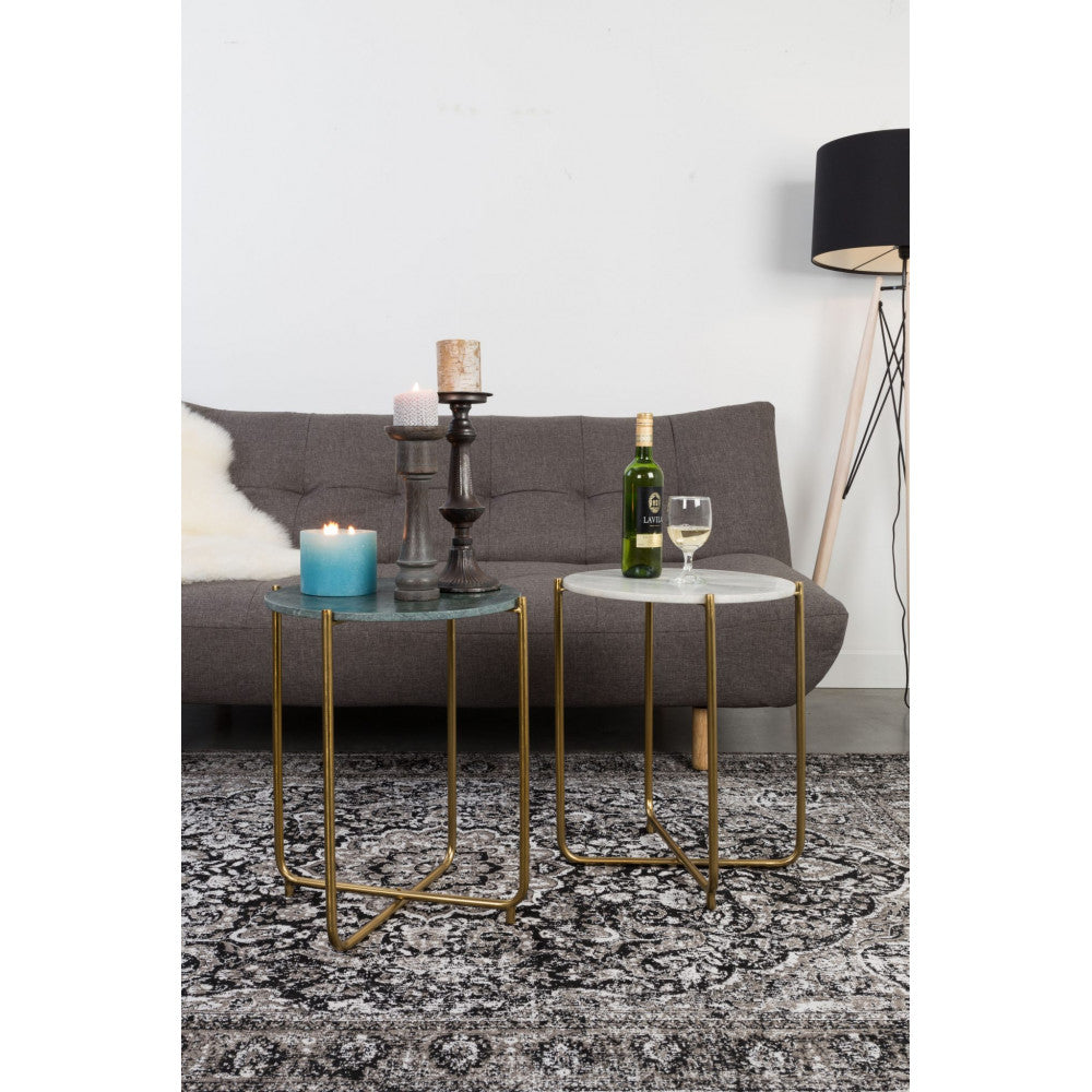 Timpa - Table d'appoint marbre et laiton - Blanc craie - 1