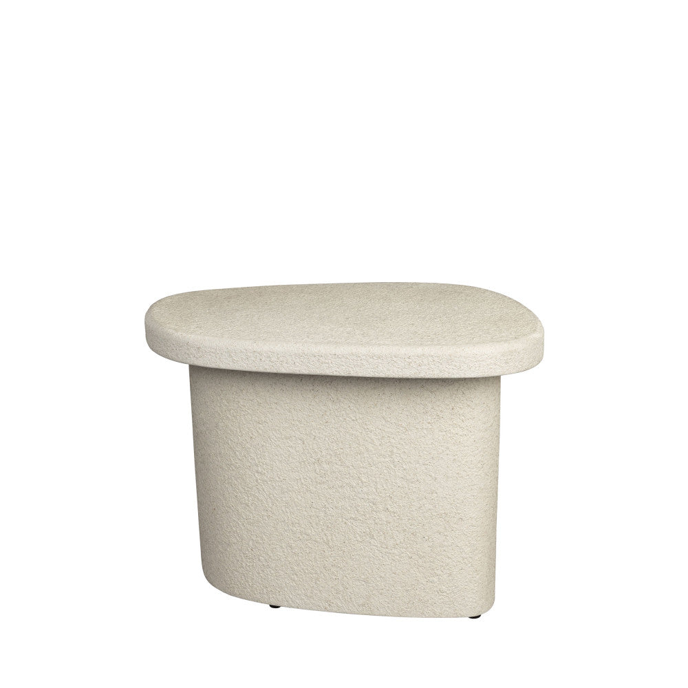 Veda - Table d'appoint organique en bois finition marbre recyclé H41cm - Ecru - 2