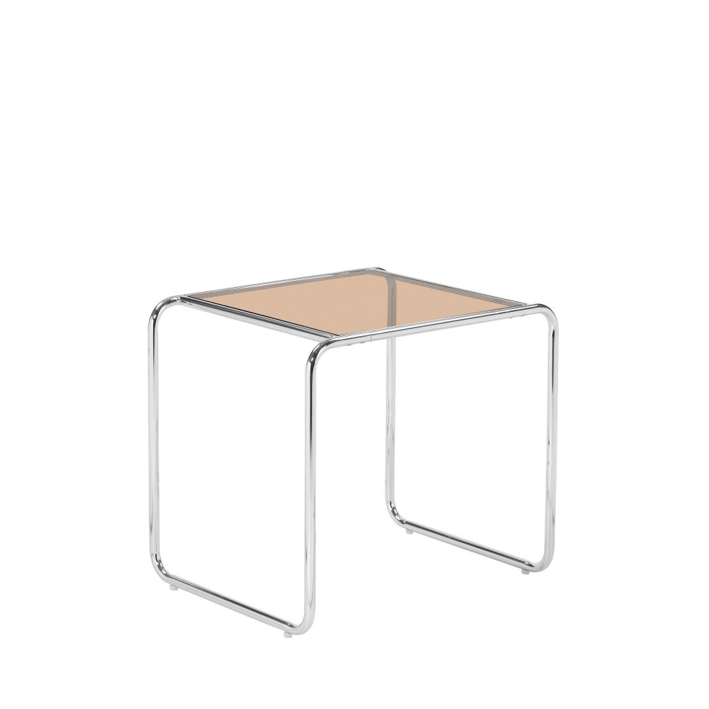 Rika - Table d'appoint en verre pieds chrome - Verre ambré - 2