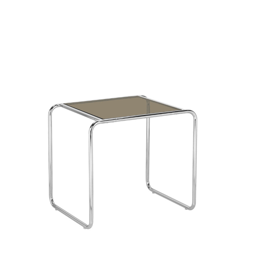 Rika - Table d'appoint en verre pieds chrome - Verre fumé - 2