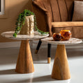 Force - Table d’appoint en bois et marbre ø40cm - Brun - 1
