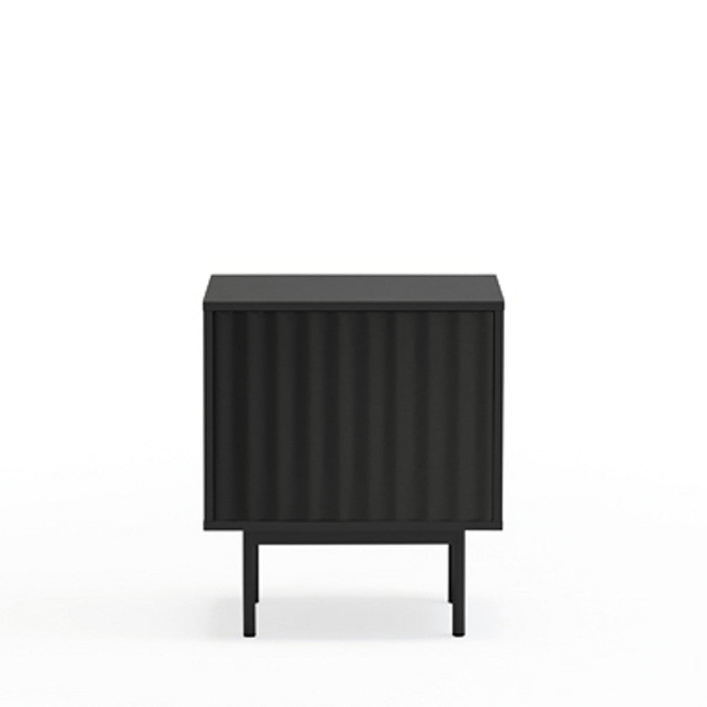 Sierra - Table de chevet 1 porte 2 tiroirs en bois - Noir - 2