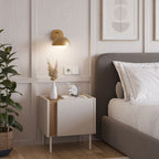 Boxy - Table de chevet 1 porte en bois et métal - Beige - 1