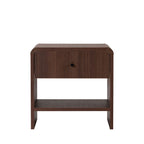 Milano - Table de chevet 1 tiroir aux bords arrondis en bois - Bois foncé - 2