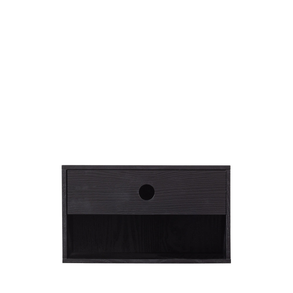 Nancy - Table de chevet murale en bois - Noir - 2