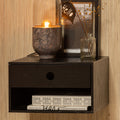 Nancy - Table de chevet murale en bois - Noir - 1