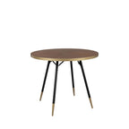 Denise - Table à manger 2 personnes ronde en bois et métal - Bois foncé - 2