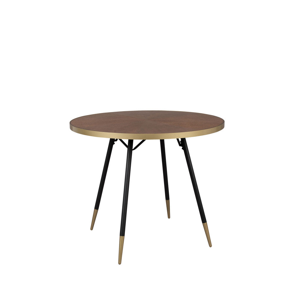 Denise - Table à manger 2 personnes ronde en bois et métal - Bois foncé - 2