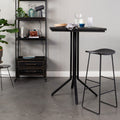 Tangle - Tabouret de bar en teck recyclé et métal H62cm - Noir - 1