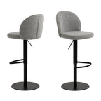 Colobura - Tabouret de bar réglable en tissu et métal H55-80cm - Gris - 2