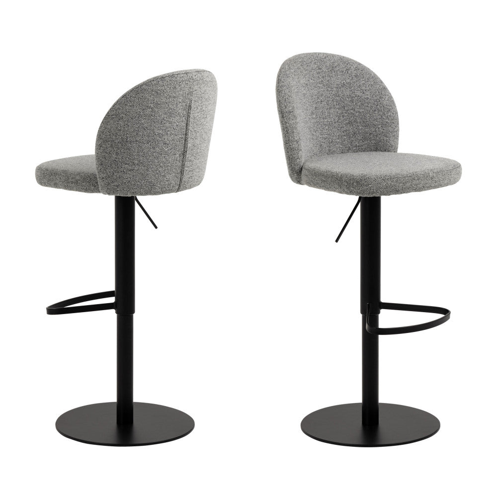 Colobura - Tabouret de bar réglable en tissu et métal H55-80cm - Gris - 2