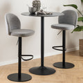 Colobura - Tabouret de bar réglable en tissu et métal H55-80cm - Gris - 1