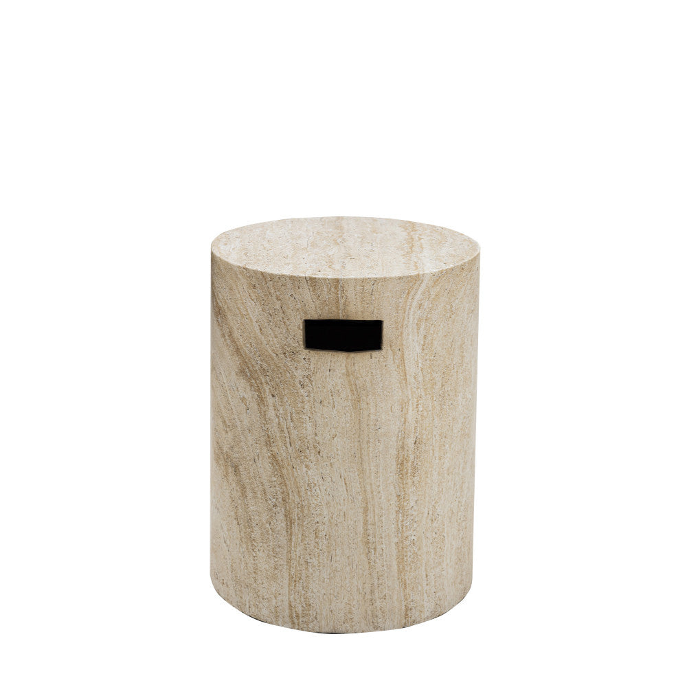 Radom - Tabouret effet travertin ø35cm - Beige - 2
