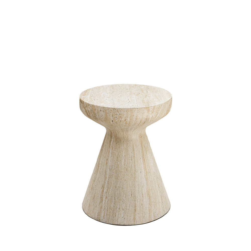 Danli - Tabouret effet travertin H45cm - Beige - 2