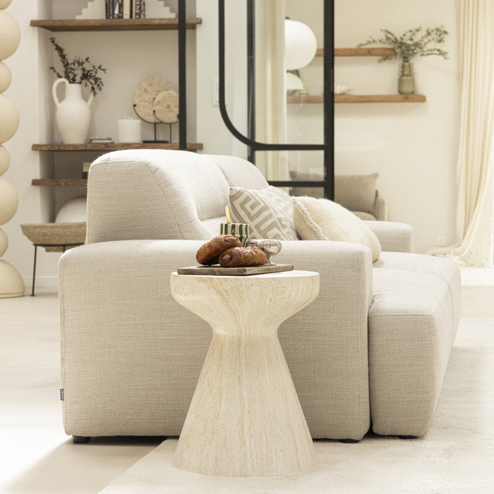Danli - Tabouret effet travertin H45cm - Beige - 1