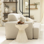 Danli - Tabouret effet travertin H45cm - Beige - 1