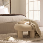 Bloomi - Tabouret rond XL en tissu bouclette ø60cm - Crème - 1