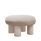 Bloomi - Tabouret rond XL en tissu bouclette ø60cm - Crème - 2