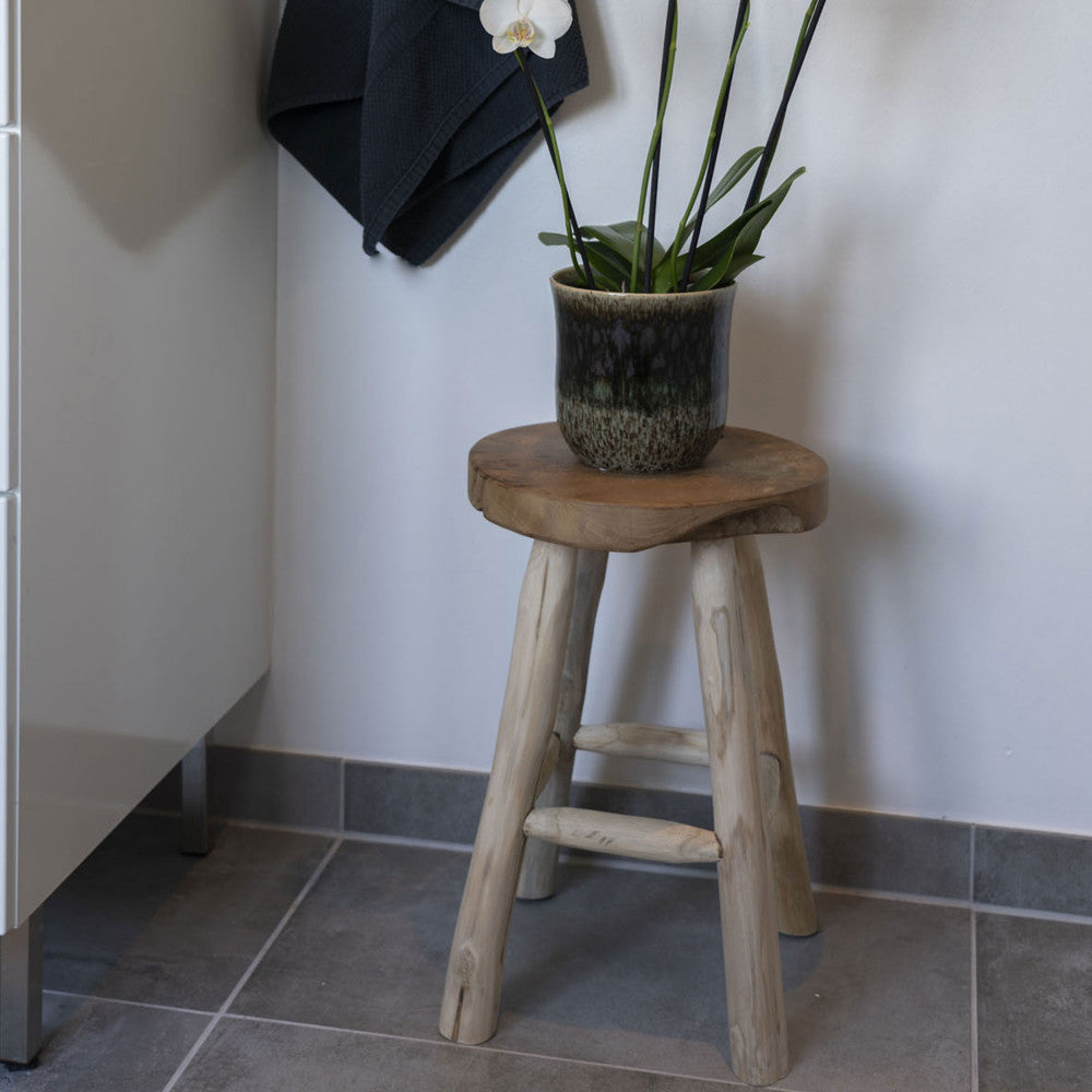 Badia - Tabouret en teck H45cm - Naturel - 1