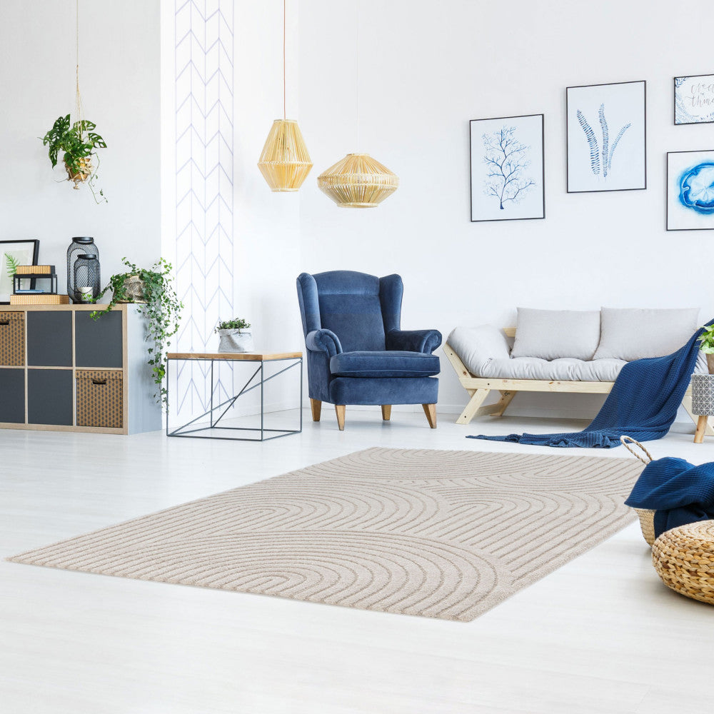 Esteban - Tapis contemporain à motif géométrique - Beige 200x290 cm - 1