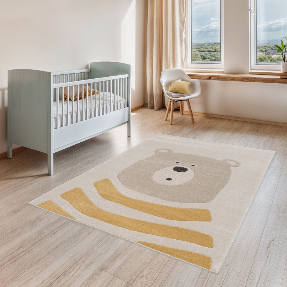 Zazu - Tapis enfant à motif ours - Jaune 160x230 cm - 1