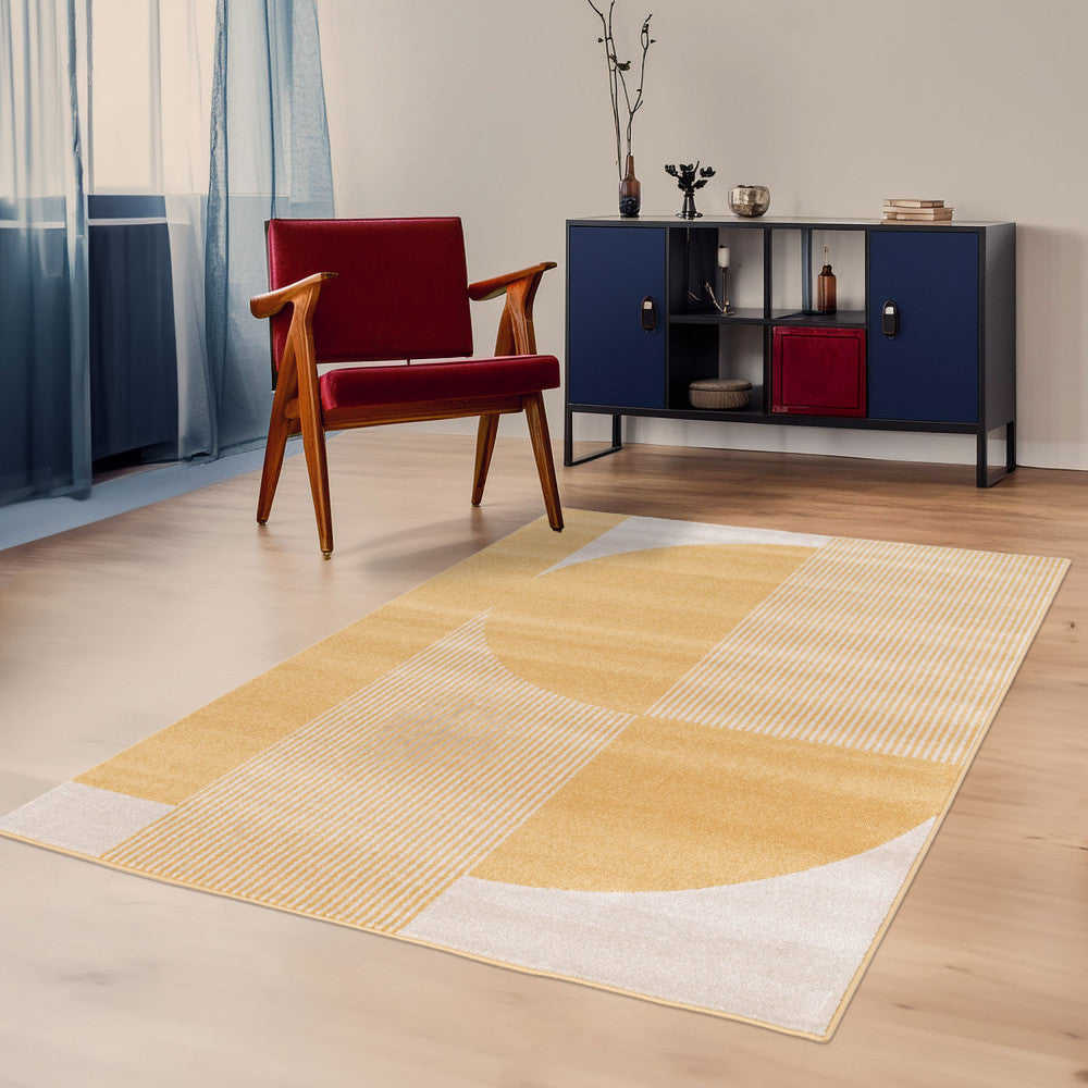 Pilo - Tapis à motifs géométriques arrondis - Jaune 120x170 cm - 1