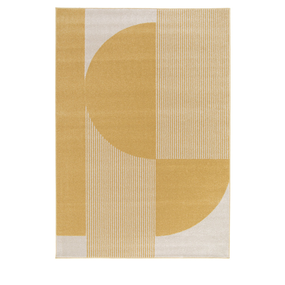 Pilo - Tapis à motifs géométriques arrondis - Jaune 120x170 cm - 2