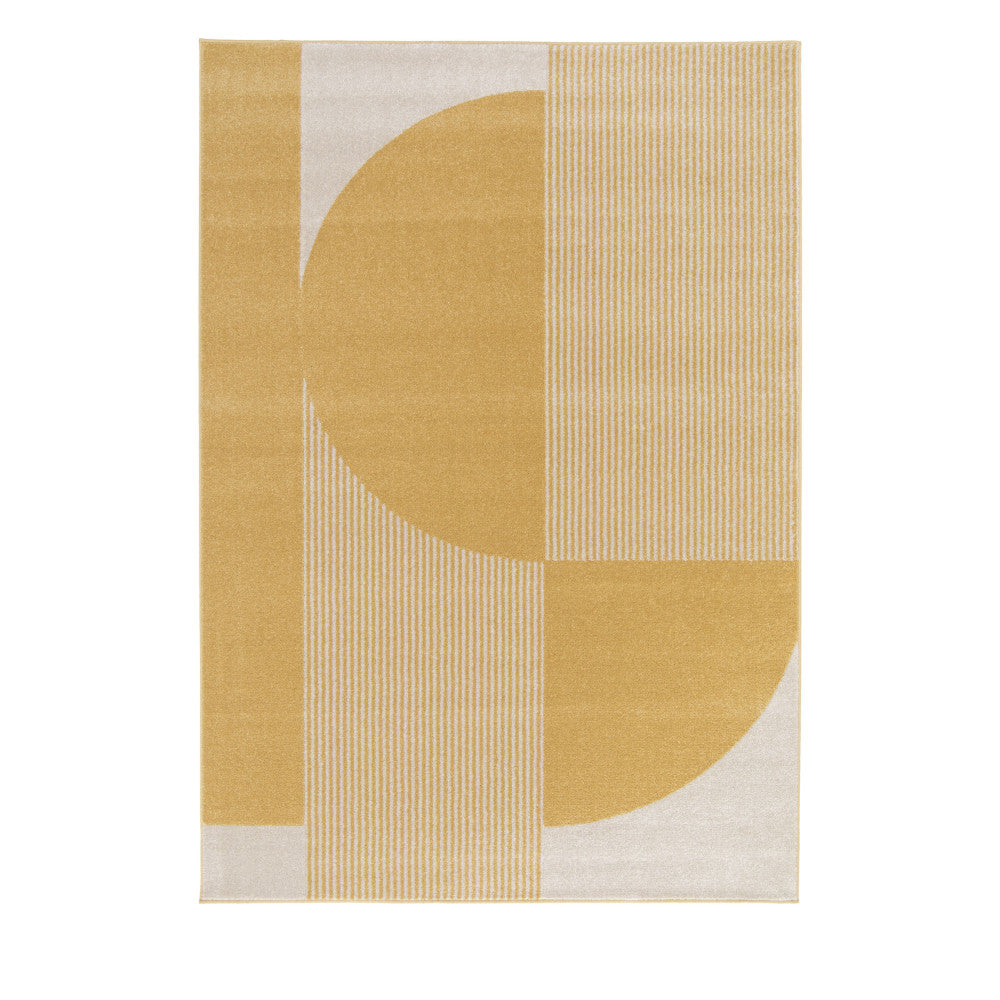 Pilo - Tapis à motifs géométriques arrondis - Jaune 160x230 cm - 2