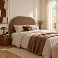 Wayne - Tête de lit compressée en tissu demi-lune L 160 cm - Bronze - 1