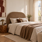 Wayne - Tête de lit compressée en tissu demi-lune L 160 cm - Bronze - 1