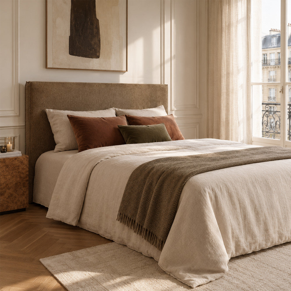 Lily - Tête de lit compressée en tissu L 160 cm - Bronze - 1