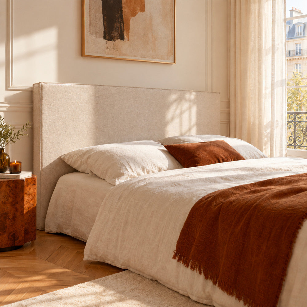 Lily - Tête de lit compressée en tissu L 180 cm - Beige - 1