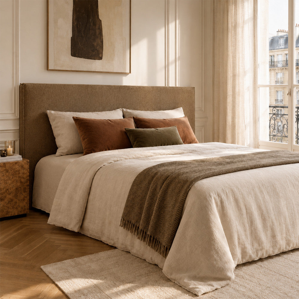 Lily - Tête de lit compressée en tissu L 180 cm - Bronze - 1
